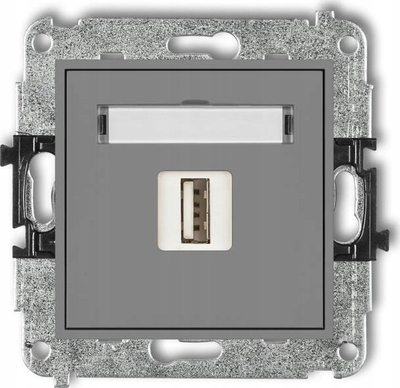 Prizë murale USB Karlik Mini, 1x USB A 2.0, gri mat