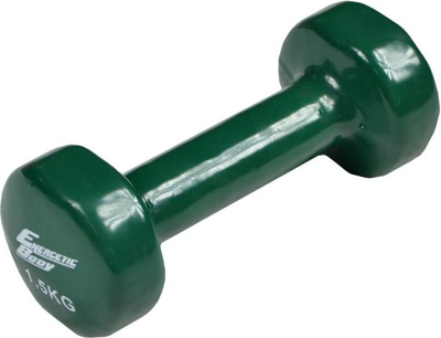 Hantel Energetic Body, 1.5 kg, e veshur me vinyl, e gjelbër