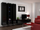 Kabinet TV Bed Meble Vigo 180, 180 cm, MDF dhe panel druri, i zi mat