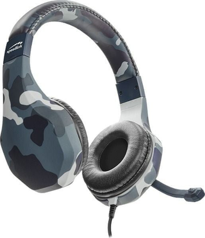 Kufje gaming Speedlink Raidor, me mikrofon, 3.5mm, kamuflazh blu
