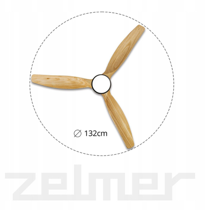 Тавански вентилатор Zelmer ZCF7600, LED, 6 брзини, црн даб
