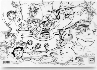 Fletë ngjyrosje e ripërdorshme FunnyMats, me piratë, 48 x 33.5 cm, shumëngjyrëshe