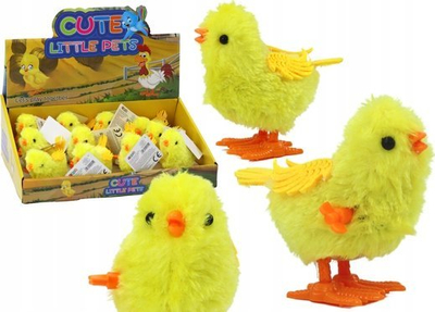 Lodër mekanike CUTE LITTLE PETS zogth që kërcen, 8cm, për kalamaj 3+, i verdhë