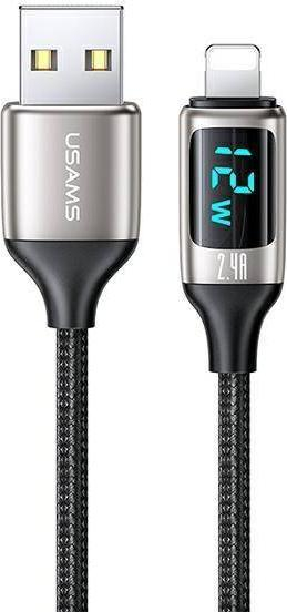 Kabllo USB Usams US-SJ575, USB-A me Lightning, 1.2m, e zezë