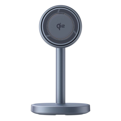 Karikues wireless Baseus Qi2 2 në 1 Stand, 15W, magnetik, me ventilator ftohës, gri