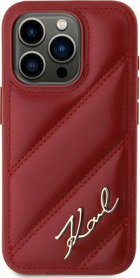 Mbulesë telefoni Karl Lagerfeld KLHCP15LPQDSMGR, për iPhone 15 Pro 6.1", lëkurë eko, e kuqe