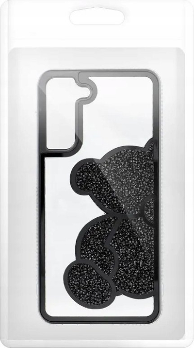 Kapak telefoni Teddy Bear për Samsung A25 5G, TPU PU, me shkëlqim, i zi