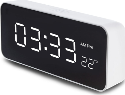 Orë me alarm Greenblue GB397, me termometër mrena, ekran i madh, e bardhë