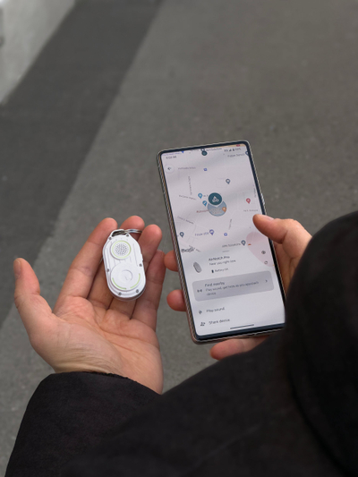GPS tracker Rolling Square AirNotch Pro për Android, me Bluetooth, Apple Find My, i bardhë