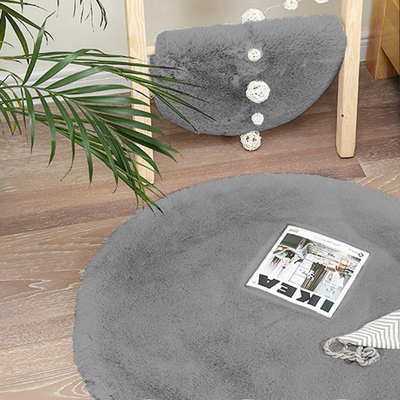 Tapet rrumbullak Strado Round Rabbit, 90x90 cm, antirrëshqitës, gri e çelët