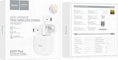 Kufje wireless Hoco EW19+, Bluetooth, me kuti karikimi, të bardha