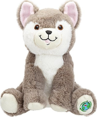 Lodër pellushi Your Planet Eco Plush Husky, 23 cm, plastikë e ricikluar, gri e bardhë