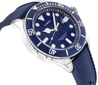 Ora burrash Timex Harborside Coast TW2Y05000, 43mm, rezistente ndaj ujit 100m, blu