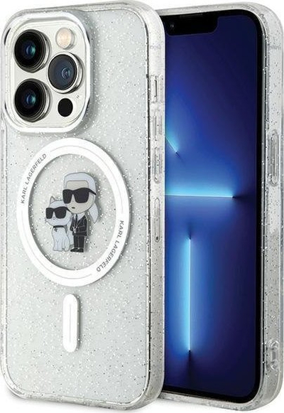 Futrollë telefoni Karl Lagerfeld KLHMP15LHGKCNOT, për iPhone 15 Pro 6.1", MagSafe, transparente me glitter