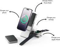Stacion karikimi Alogic Matrix+ 3 në 1, wireless MagSafe, power bank 5000mAh, i zi