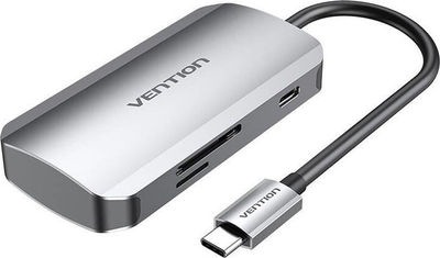 Dock USB C Vention, 3x USB 3.0, lexues SD TF PD, gri