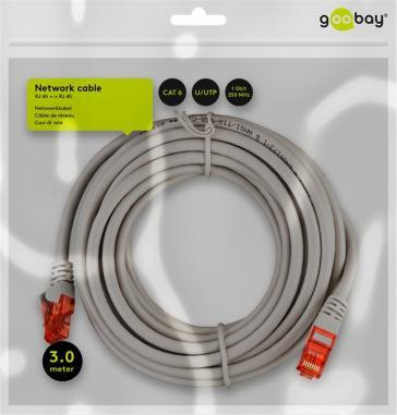 Kabllo rrjeti Goobay 72576, CAT 6 UTP, 3 m, gri
