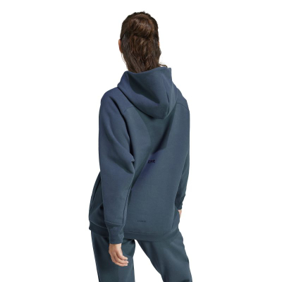 Женска дуксерка со капуљача adidas W ZNE WTR OH IS4335, памук полиестер, темно сина