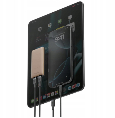 Полнач за ѕид Energea TravelWorld Edge 65W, 2x USB C PD PPS QC3.0, патничка приклучница US UK EU, златен
