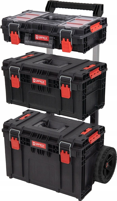 Set karrocë dhe kuti veglash Qbrick System Prime Set 1, 3 pjesë, IP66, i kuq