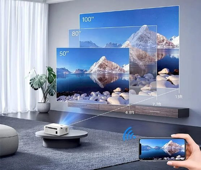 Projektor Zenwire FHD Multimedia, 1080p, 8000 lm, WiFi me Android 9, i bardhë
