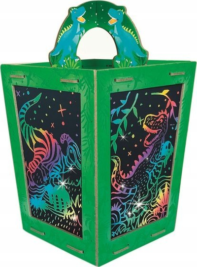 Set krijimi Box Candiy Lantern Scratch Art Totally Twilight Dinosaur, fanar 3D me dinosaur, dritë LED, me ngjyra