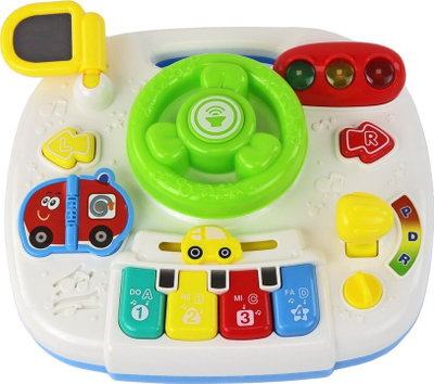 Tavolinë interaktive edukative Leantoys 2in1 me timon, me drita dhe tinguj, shumëngjyrëshe