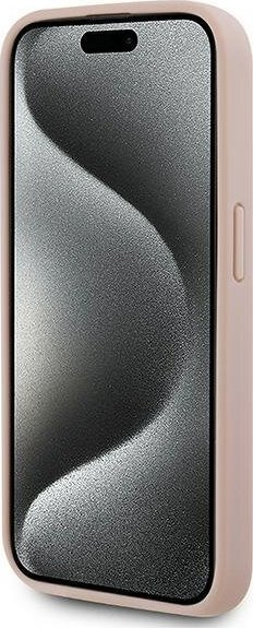 Mbrojtëse telefoni Karl Lagerfeld Monogram MagSafe për iPhone 15 Pro Max, lëkurë PU, rozë