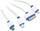 Kabllo karikimi Omega universale 4 në 1, 1m, USB me micro USB, mini USB, Lightning, e bardhë me blu