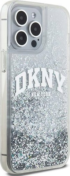 Mbulesë telefoni DKNY Liquid Glitter Big Logo për iPhone 15 Pro 6.1", TPU PC, e bardhë