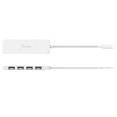 Qendër USB j5create JCH341EW, 4 porta, USB-C, 10Gbps, e bardhë