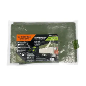 Lona mbrojtëse Truper Expert, 4 x 6 m, 240 g/m², jeshile ulliri