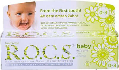 Pastë dhëmbësh për bebe R.O.C.S. Baby 0-3, me kamomil, pa fluor, 45g
