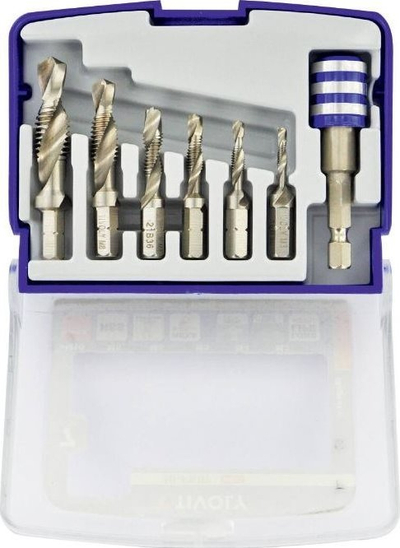 Set shirita shpimi Tivoly Technic, 7 copë, HSS inox 3-10 mm, argjent