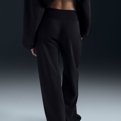 Traksere Nike Sportswear Phoenix Fleece për goca, bel i lartë, prerje e gjerë, të zeza