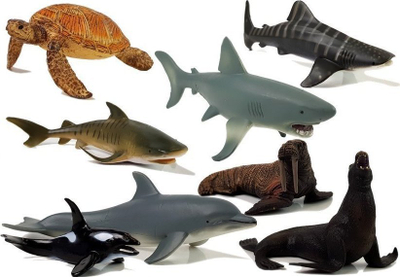 Set figura edukative LeanToys Kafshë Deti, 8 figura, për kalama 3+