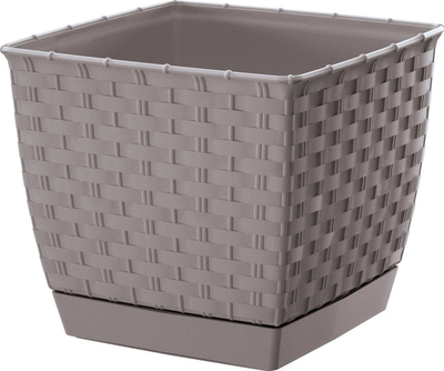 Vazo lulesh Prosperplast Ratolla Square, plastike, 15.9 cm, bezhë