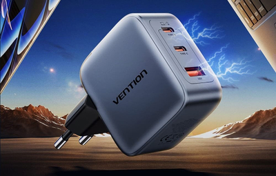 Karikues murit Vention GaN, 70W, USB C PD QC, i bardhë