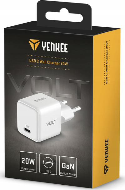 Karikues rrjeti VOLT USB C 20W GaN, Power Delivery 3.0, Quick Charge 3.0, i bardhë