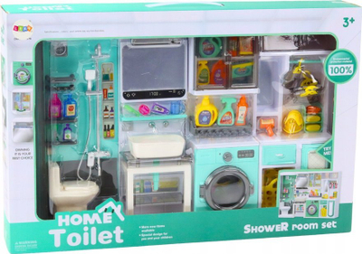 Сет играчка бања 4 во 1 Bathroom Play Set, со аксесоари, 35x26x8cm, шарен