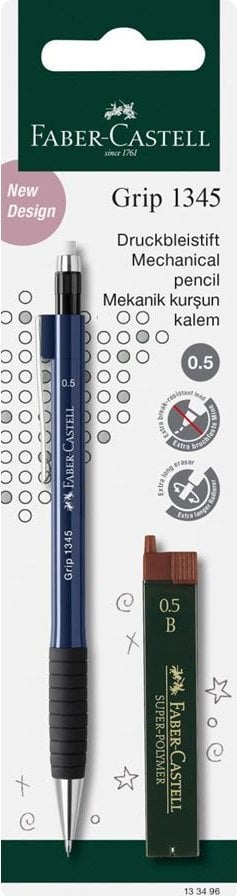 Laps mekanik Faber-Castell Grip 1345, trup i rehatshem, me fshirese, gri