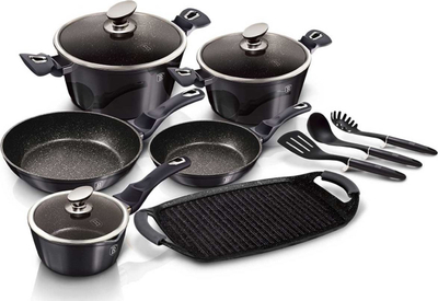 Set tenxhere Berlinger Haus BH-6911 Carbon Pro, 15 pjesë, veshje graniti, gri grafit metalik