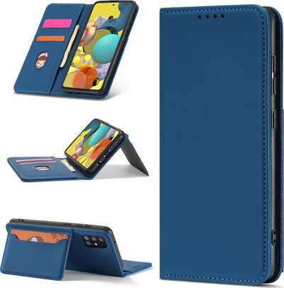 Mbulesë telefoni Magnet Card për Xiaomi Redmi Note 11, me xhep për karta, me qëndrim, blu