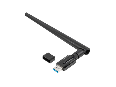 Мрежен адаптер Lanberg NC-1200-WIE, USB 3.2, безжичен интернет, 1200Mbps, црн