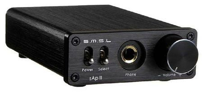 Përforcues kufjesh SMSL sAp II, tranzistorik, hyrje 3.5mm dhe RCA, i zi