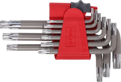 Set çelësash Torx Proline 48340, 9 copë, në formë L, gri me të kuqe