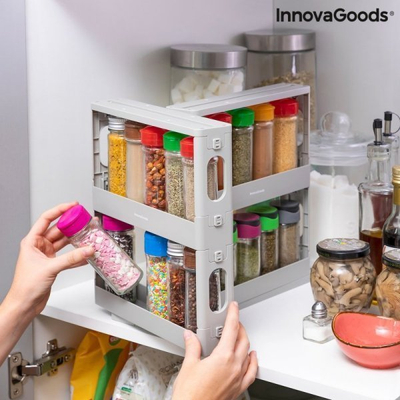 Organizues rafte për erëza InnovaGoods Rispick, me 2 kate, rrotullues dhe që tërhiqet, gri