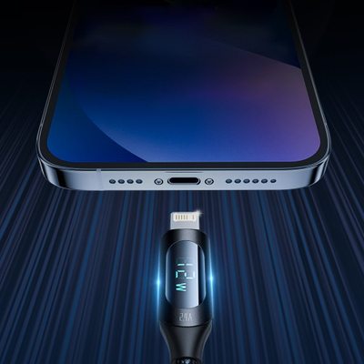 Kabllo USB A Wozinsky WUALC1 në Lightning, 2.4A, 1m, me ekran LED, e zezë