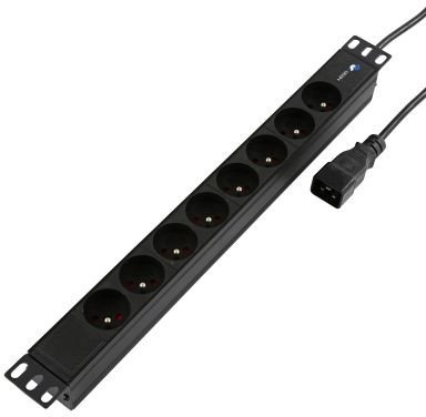 Prizë rryme rack Lanview Power Strip 19", 8 dalje, C20, gri