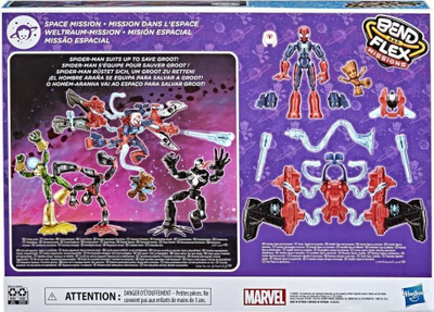 Figurinë aksion Marvel Hasbro Spider-Man Bend and Flex Space Mission, me Groot, blu e kuqe